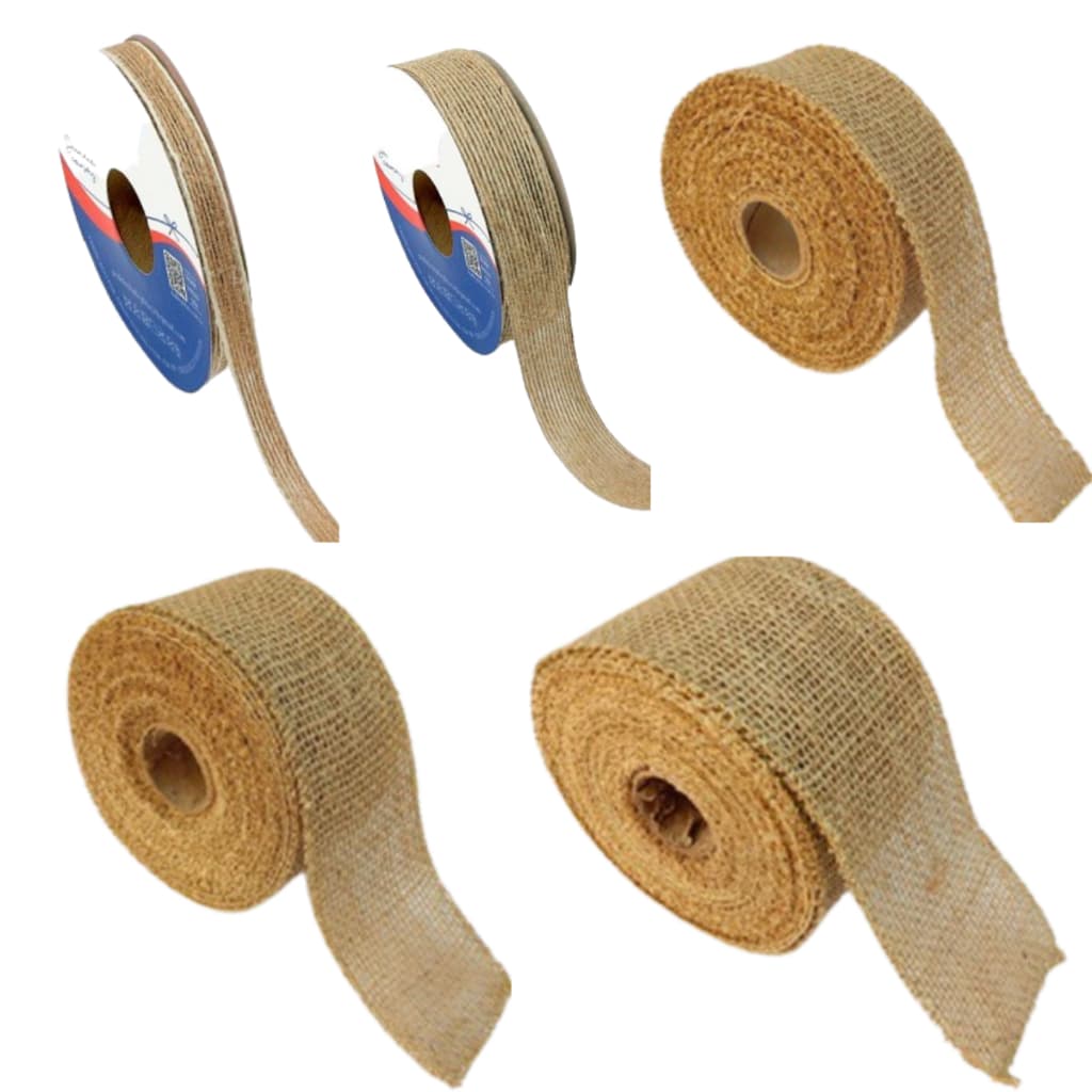 Rolo fita de juta natural c/fios dourado natural fina e grossa para artesanatos enfeites decoração