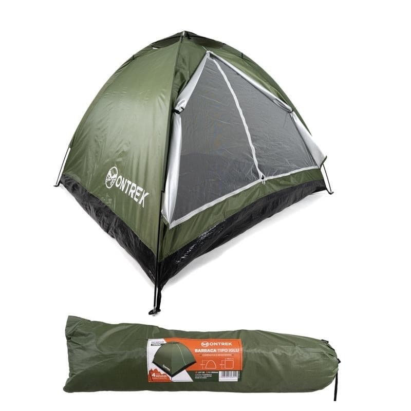 Barraca Camping 4 Pessoas Iglu Ontrek Leve e Resistente (1,5kg), Fácil Montagem, Mosquiteiro E Bag
