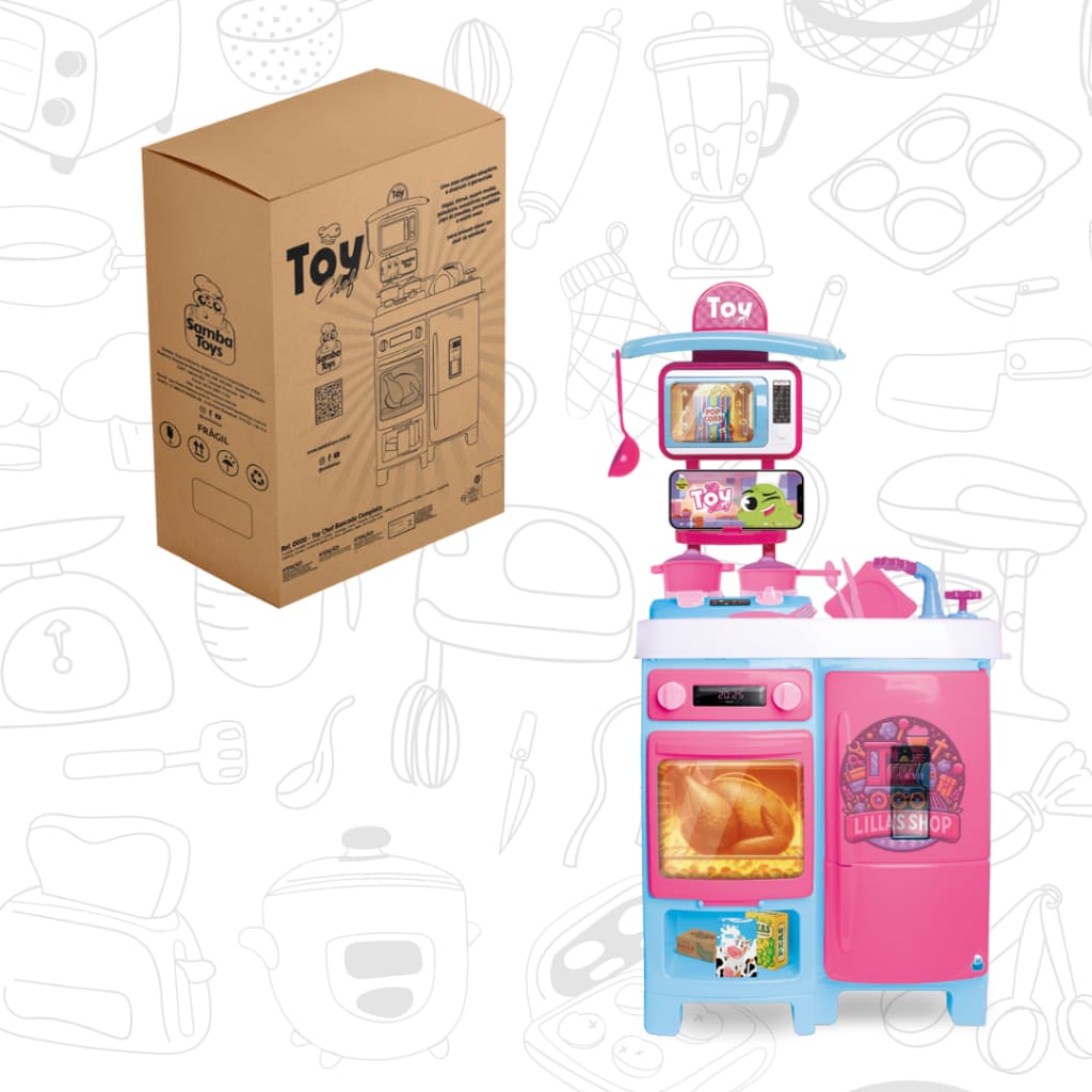 Cozinha Infantil Grande Completa Com Geladeira  Fogão Micro-ondas Menina Sai Água de Verdade 92 Cm