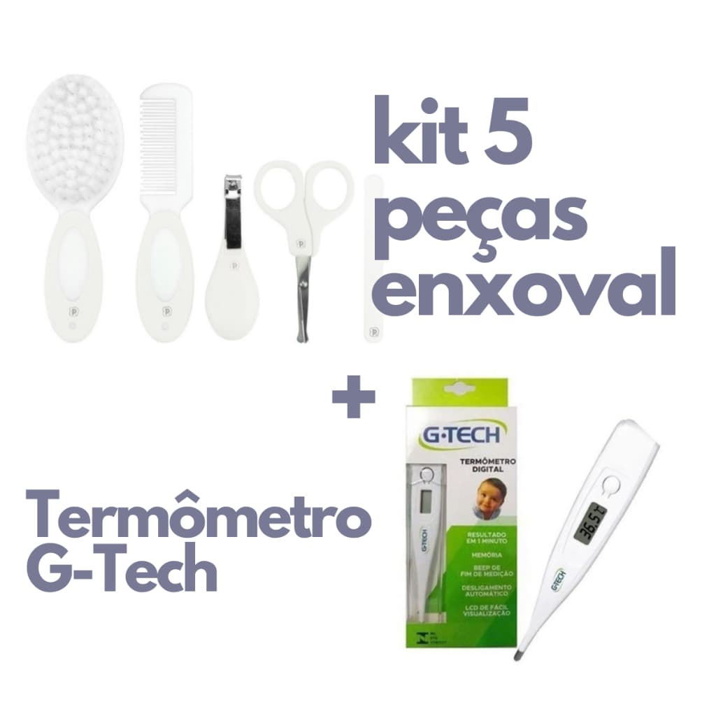 Kit Cuidado do Bebê: 5 Itens de Higiene Pimpolho + 1 Termômetro G-Tech