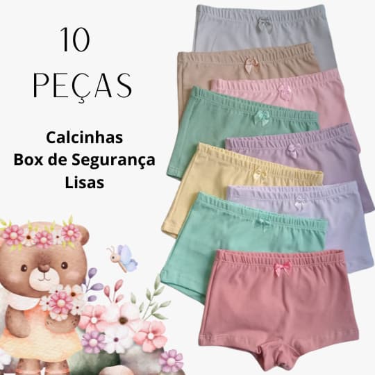 10 Calcinha Box Shortinho Tapa Fralda Desfralde Malha Cottom Premium Roupa Intima Infantil Menina