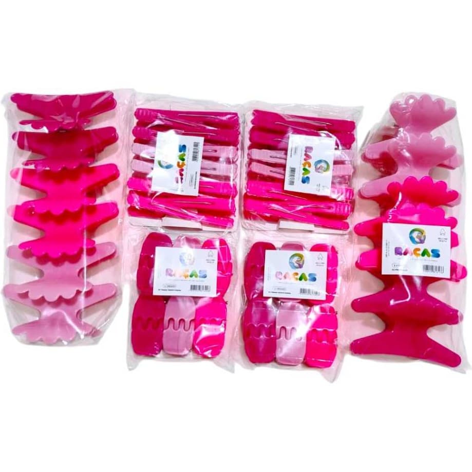 Kit Completo com 60 Acessórios Cabelo Piranhas Pequenas Sorriso Bicos Pato Prendedores Salão