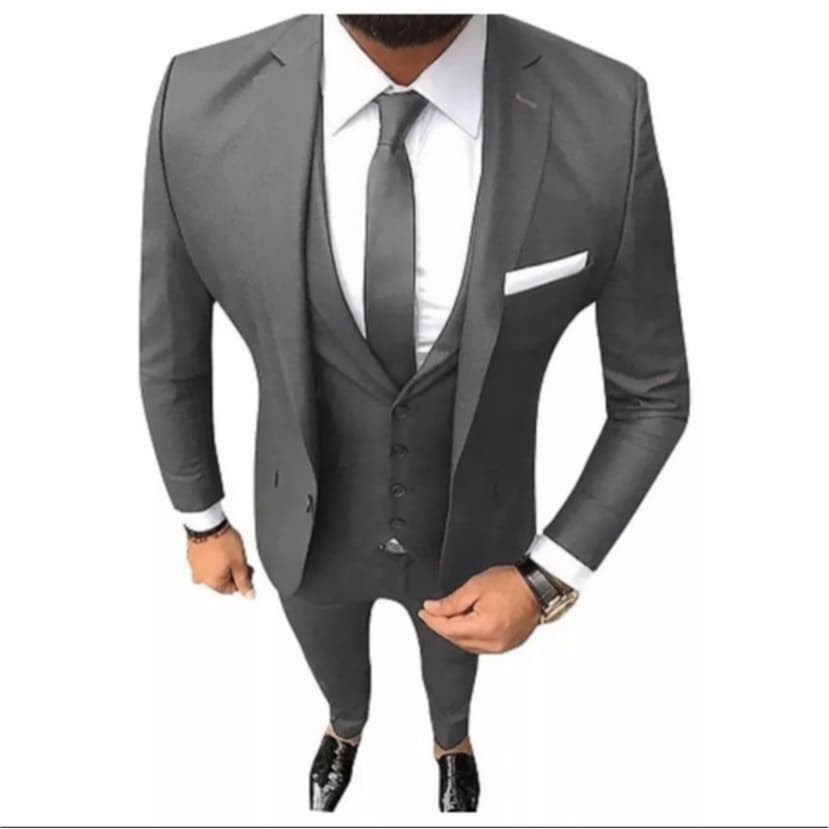Terno Slim Fit Oxford Cinza Chumbo/Grafite Melhor Qualidade/Melhor Preço