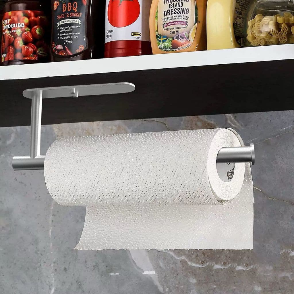 Suporte Porta Toalhas de Papel Autoadesivo Duro Aço Inoxidável para Banheiro e Cozinha