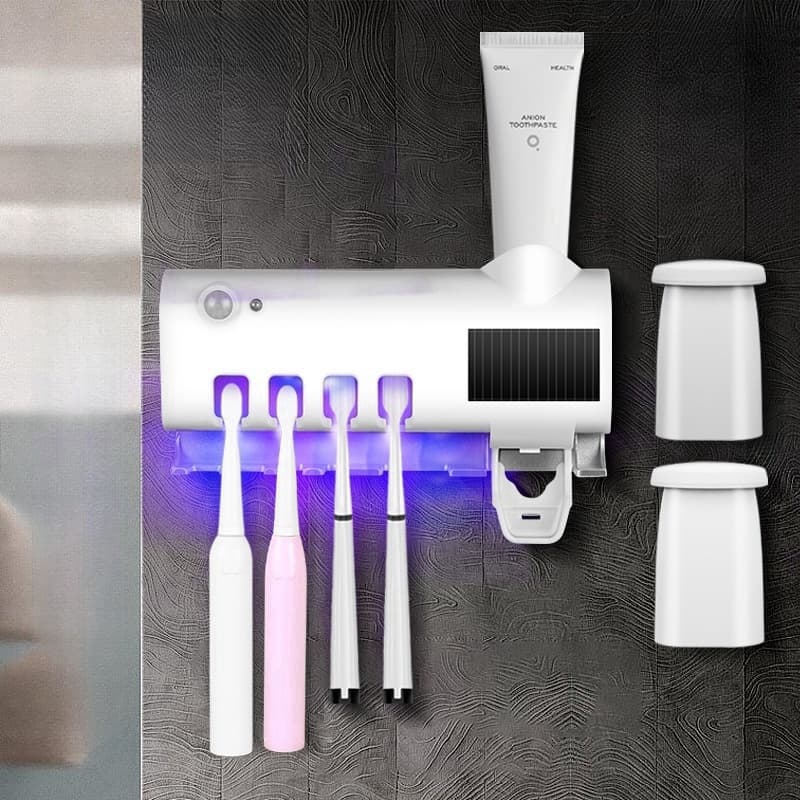 Aplicador Pasta De Dente Dispenser Porta Escovas Com Esterilizador Uv Promoção