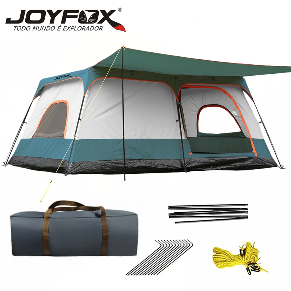 Barraca De Camping Acampamento 4-8 Pessoas 330*210*175cm Impermeavel 2000mm Grande Varanda JOYFOX