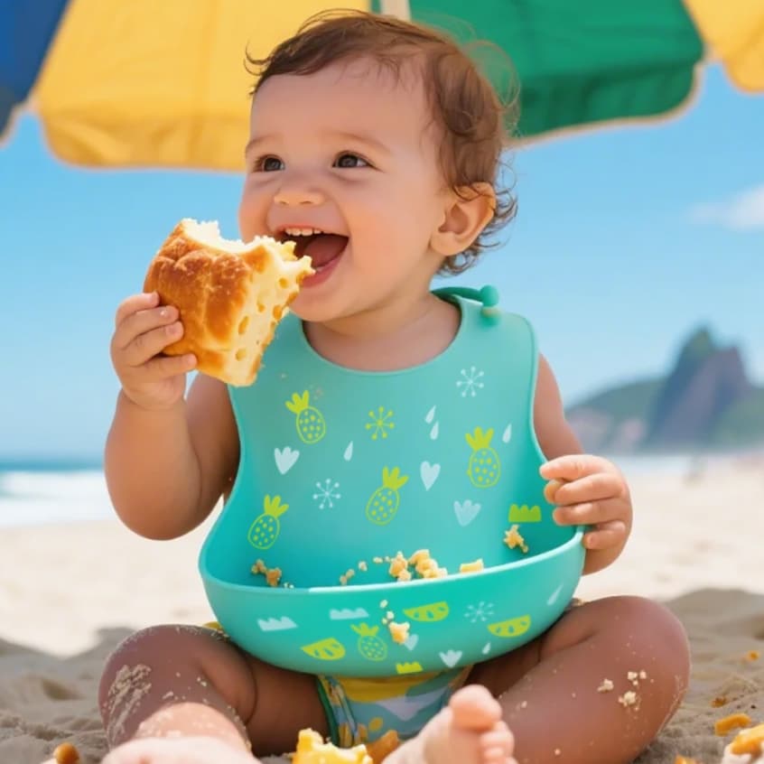 2 Unidades Babador De Silicone Bandana Impermeável Bebê Com Pega Migalhas Prático E Conveniente Bibs