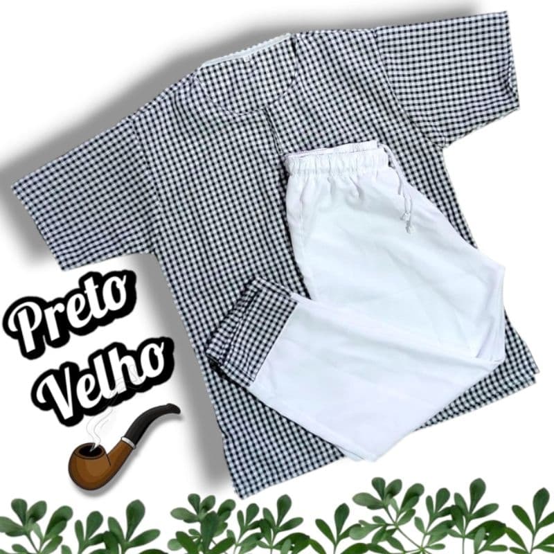 Roupa de Preto Velho Karijó Conjunto Simples Umbanda/Candomblé/Omolokô