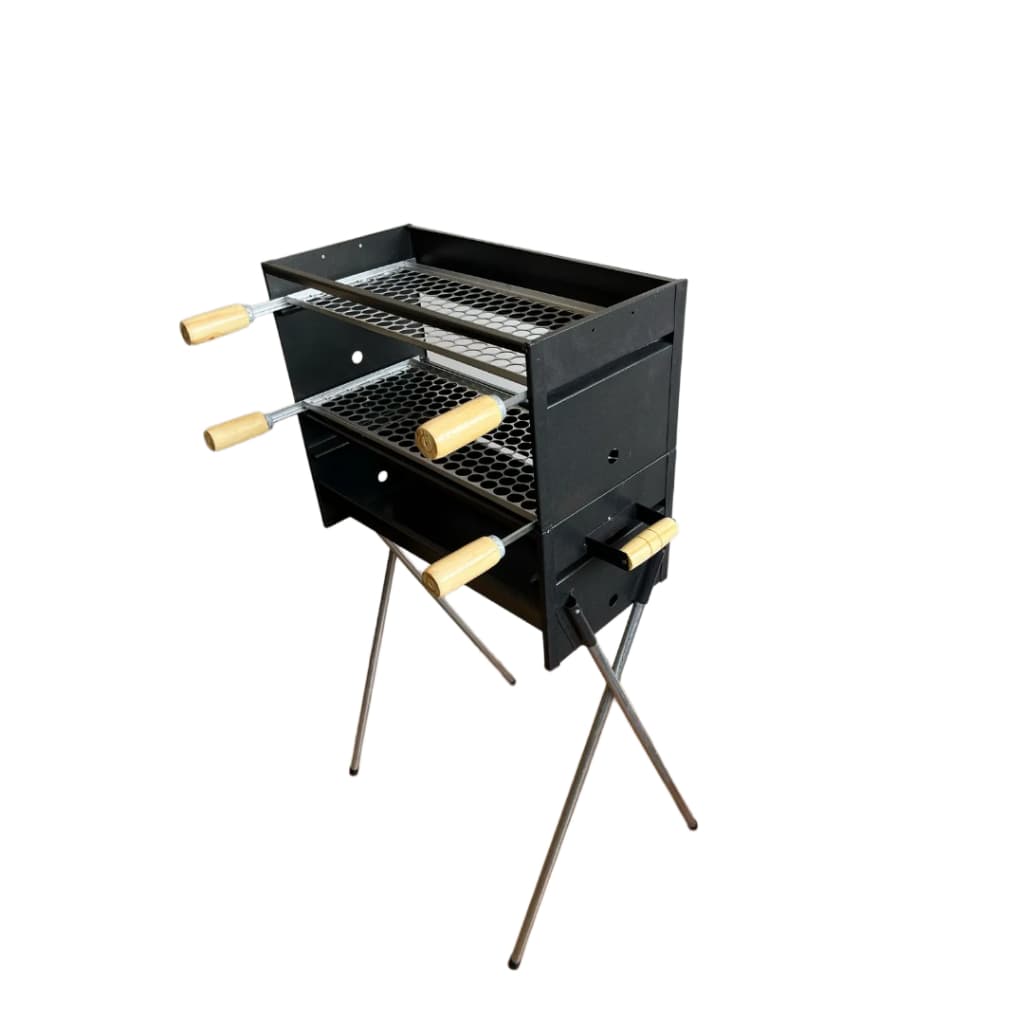 Churrasqueira Dupla a Carvão para Espetinho com 2 Grelhas