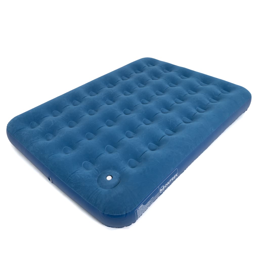 Colchão Inflável Casal Multiuso Azul Ontrek Com Fole Manual Incluso Resistente Até 200kg Confortável