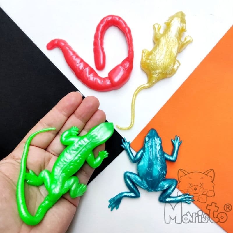 Kit 2 Mini Brinquedos Animal Bicho Grudento Cores Cintilantes