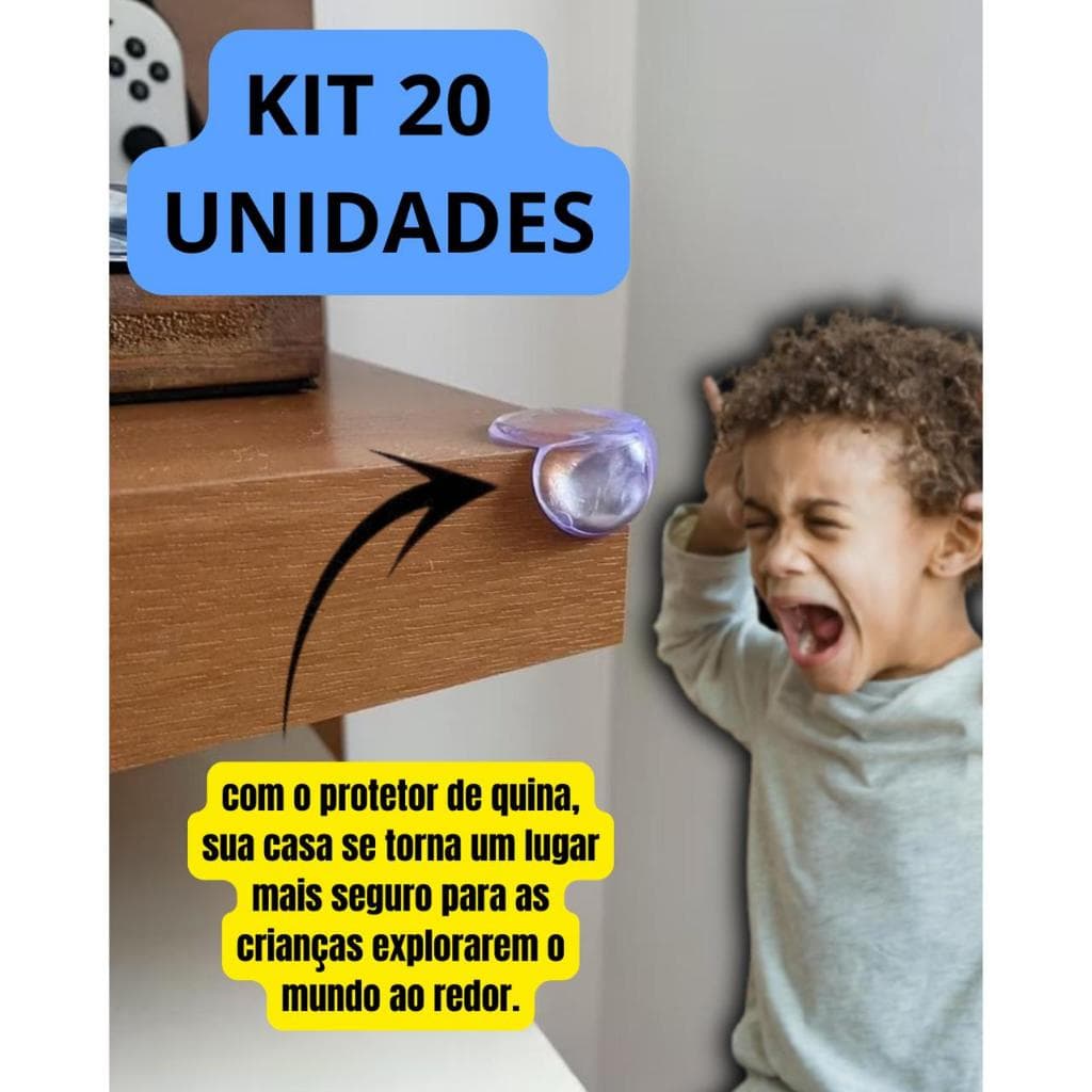kit 20 Protetores De Quina Silicone Redondo Para Crianças E Bebes Proteção Canto de Mesa e armários