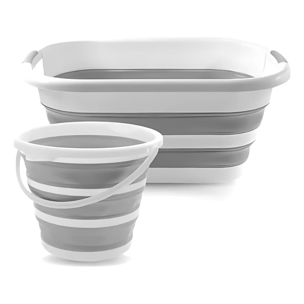 Balde Dobrável Retrátil em Silicone Flexível 26L e 10L – Formato Retangular, Ideal para Limpeza e Organização e Camping