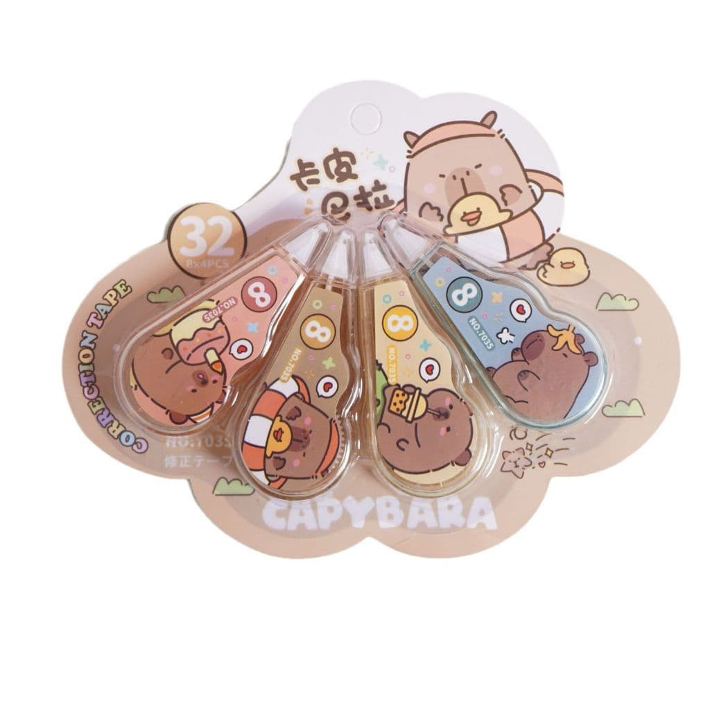 Kit 1/4 Unidades Corretivos Capybara  - Papelaria Fofa