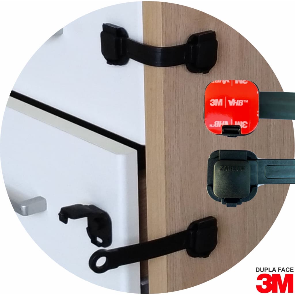 Kit 10 Trava Gaveta Armário Geladeira Porta Vaso Sanitário Segurança Protetor Infantil Bebe PRETO