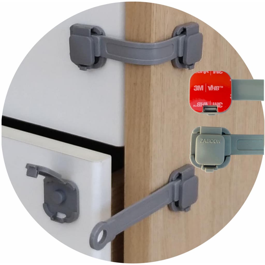 Kit 10 Trava Gaveta Armário Geladeira Porta Vaso Sanitário Segurança Protetor Infantil Bebe CINZA