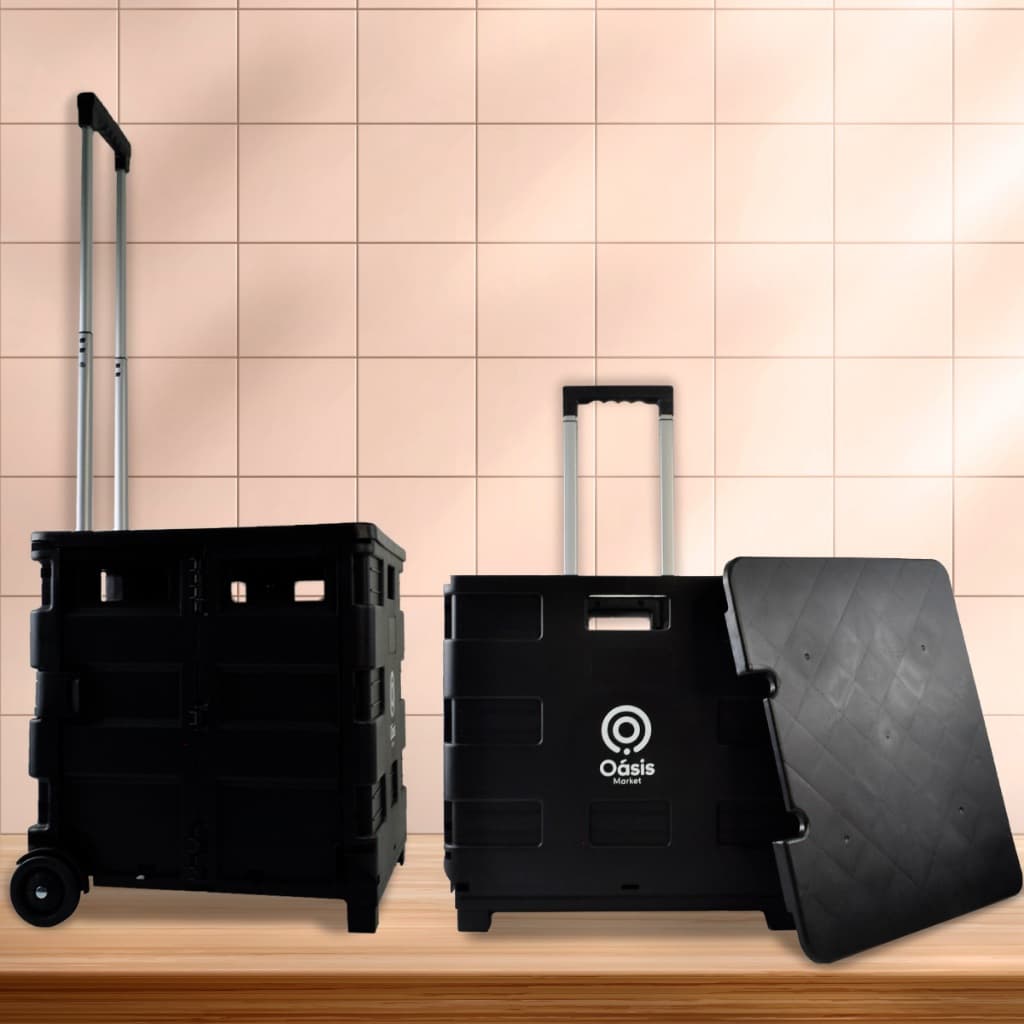 Carrinho Multiuso Dobrável Com Tampa Reforçado Até 20kg Compras Transporte Multifunções