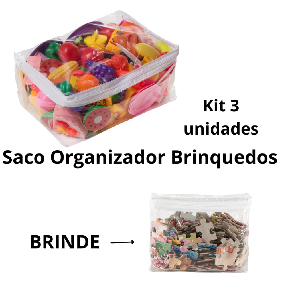 Kit 3 Saco Organizador De Brinquedos Guarda Roupas Multiuso Com Zíper
