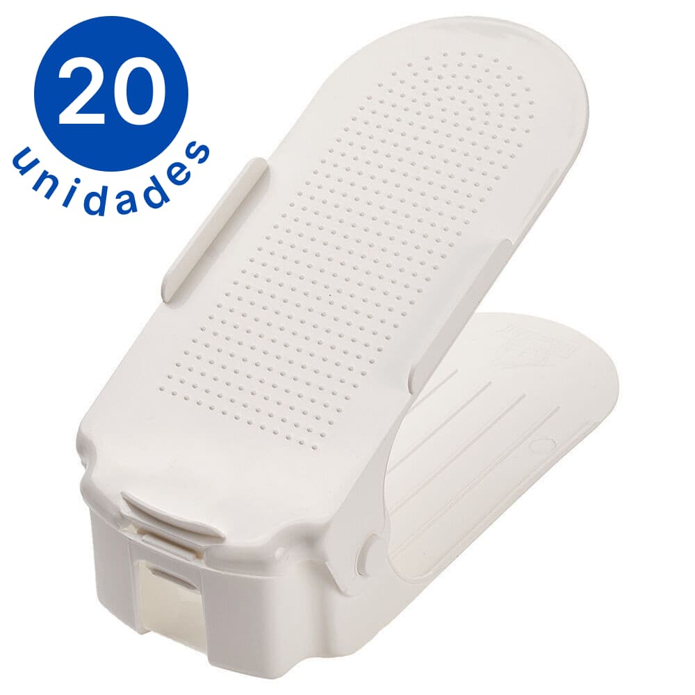 Kit 20 Organizador de Sapatos com Regulagem Branco Economia de Espaço