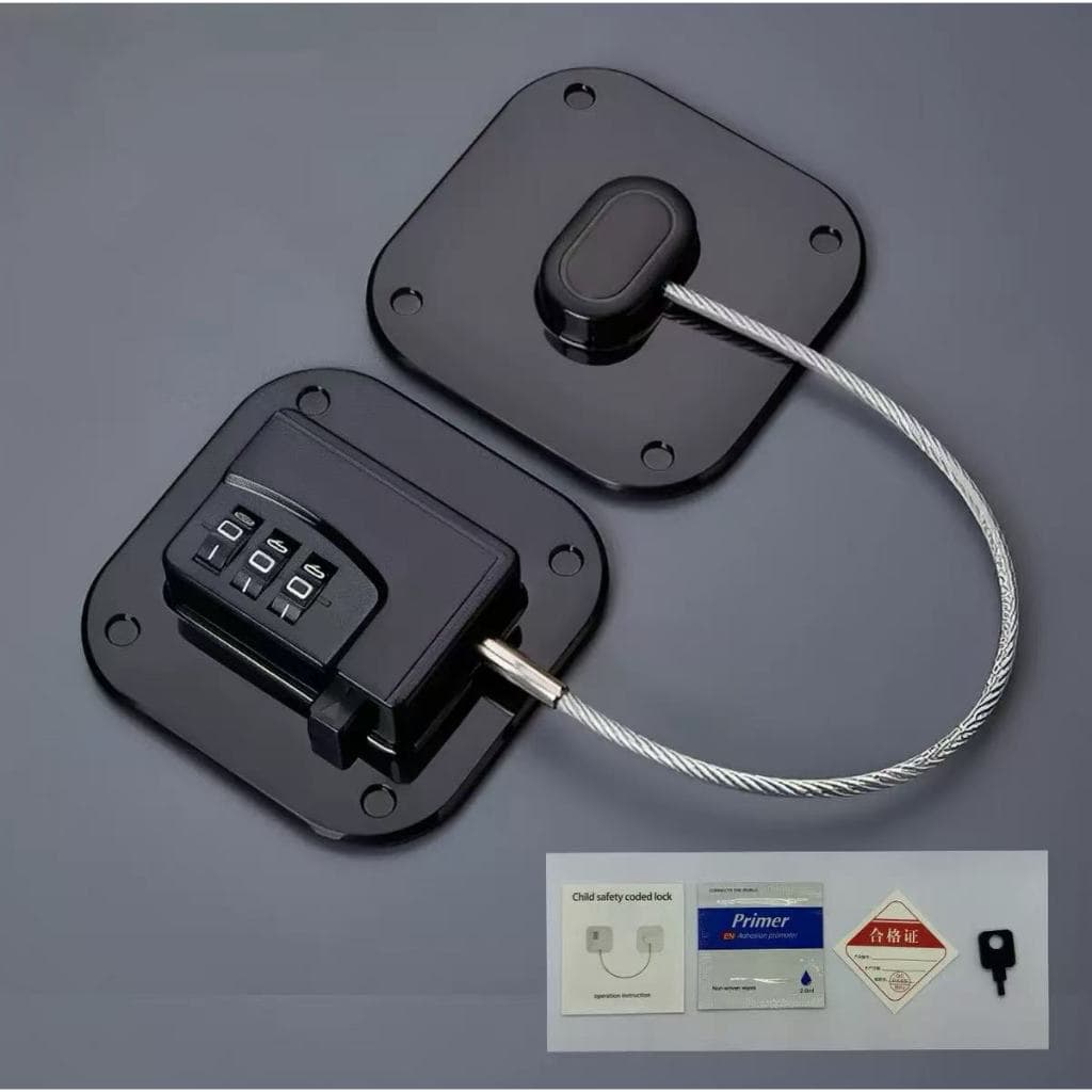 Trava Tranca Com Senha para Geladeira Freezer Porta Janela Gaveta Não Precisa Furar PRETO