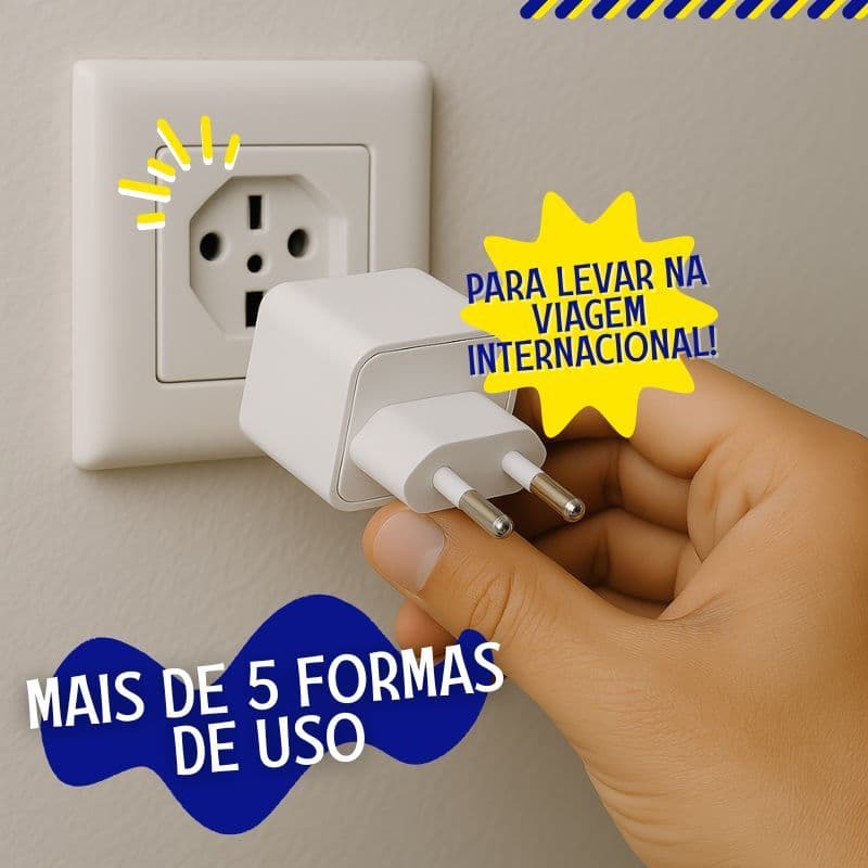 Tomada Adaptador Universal Plug Internacional Padrão Americano Antichamas Segurança Compacto Viagem