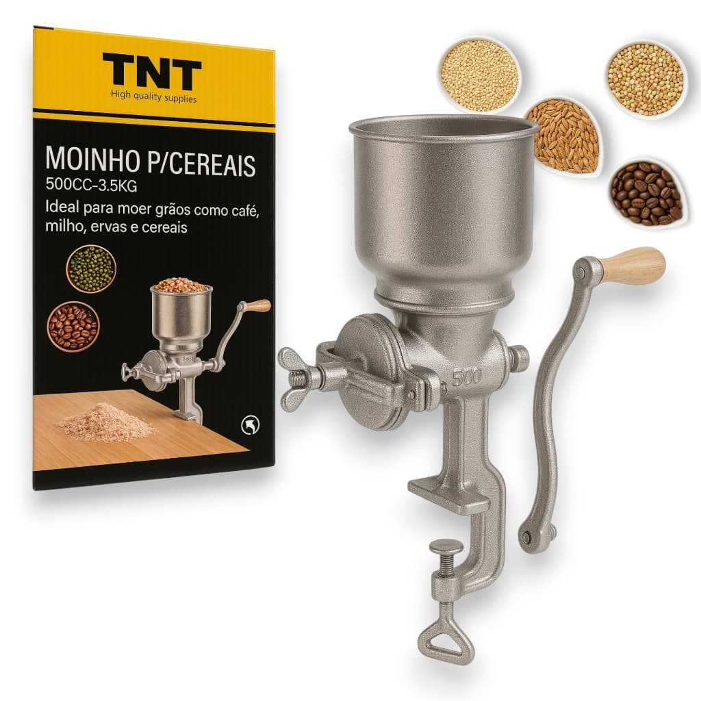 Moedor de Café e Cereais Diversos Moinho Ferro Fundido Manual TNT