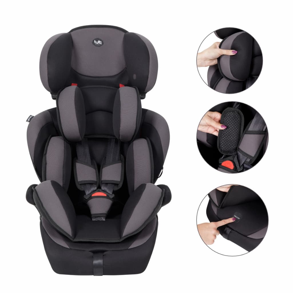 Cadeirinha Infantil Bebê Carro 09 á 36 Kg Athenas Preta/Cinza Tutti Baby