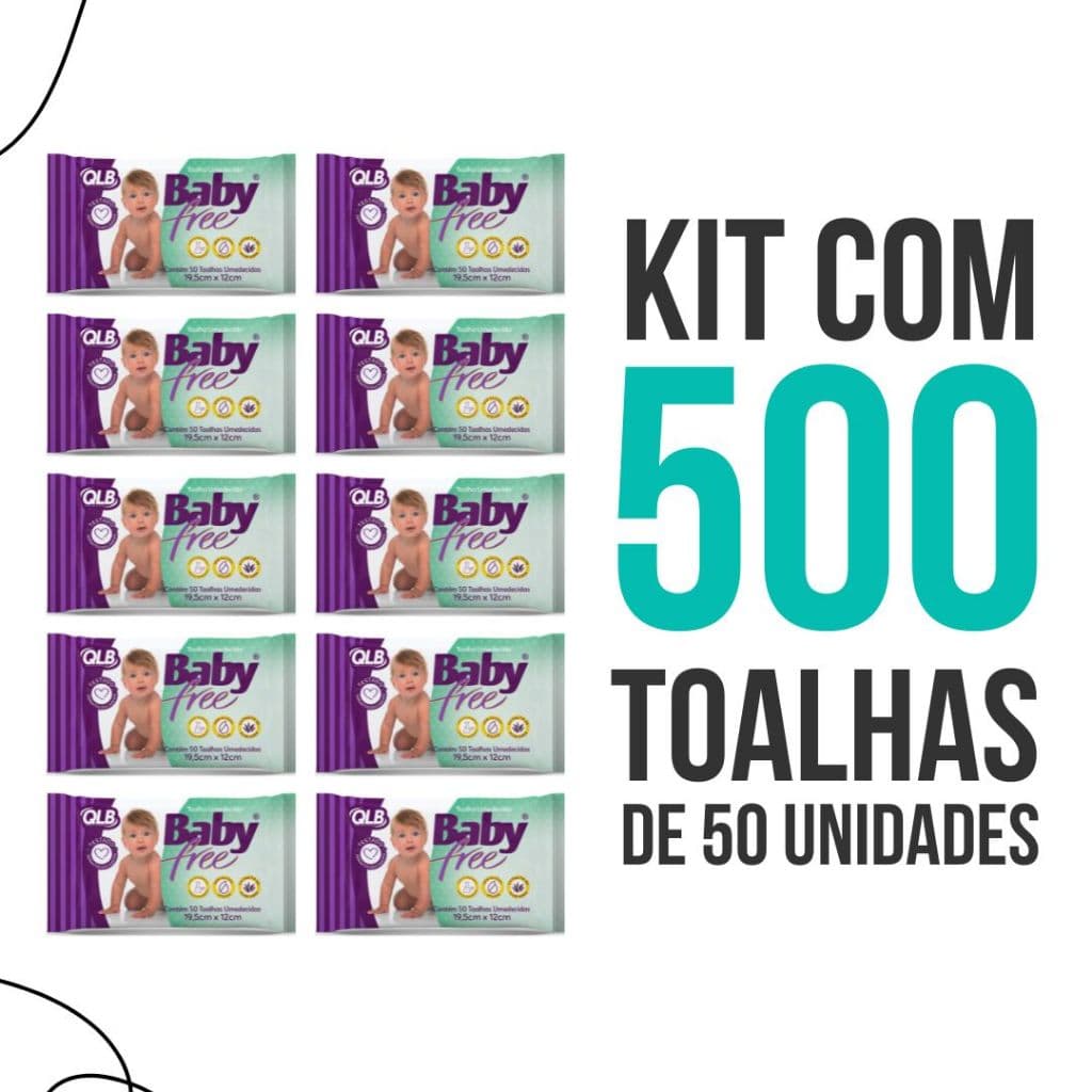 Caixa com 10 Lenços/Toalhas Umedecidas Baby Free c/50 Unidades cada - Econômica