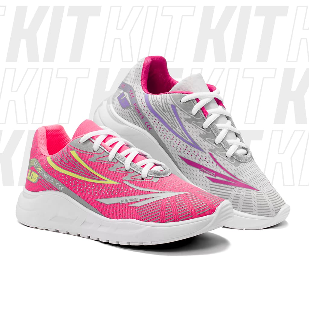 Kit 2 Tênis Feminino Esportivo Para Academia Treino Corrida E Caminhada