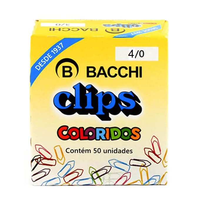 Clips Colorido Bacchi N4/0  Com 50 Unidades
