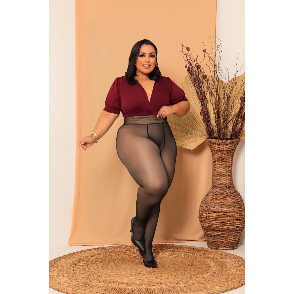 Meia Calça Plus Size Translucida  Termica Forrada Pelucida Até 54/G5