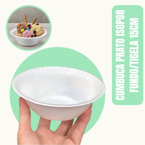 Cumbuca Isopor 15cm 350ml Térmica | Prato Fundo Tigela para Caldos, Sopas e Açaí