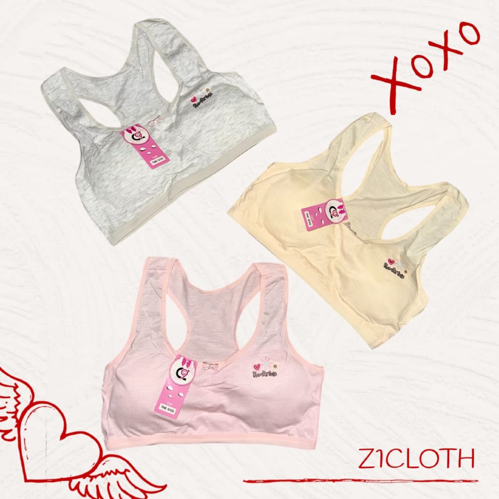 Kit 3 Top Sutiã Juvenil Menina Mocinha Algodão Adolescente Bojo Removível