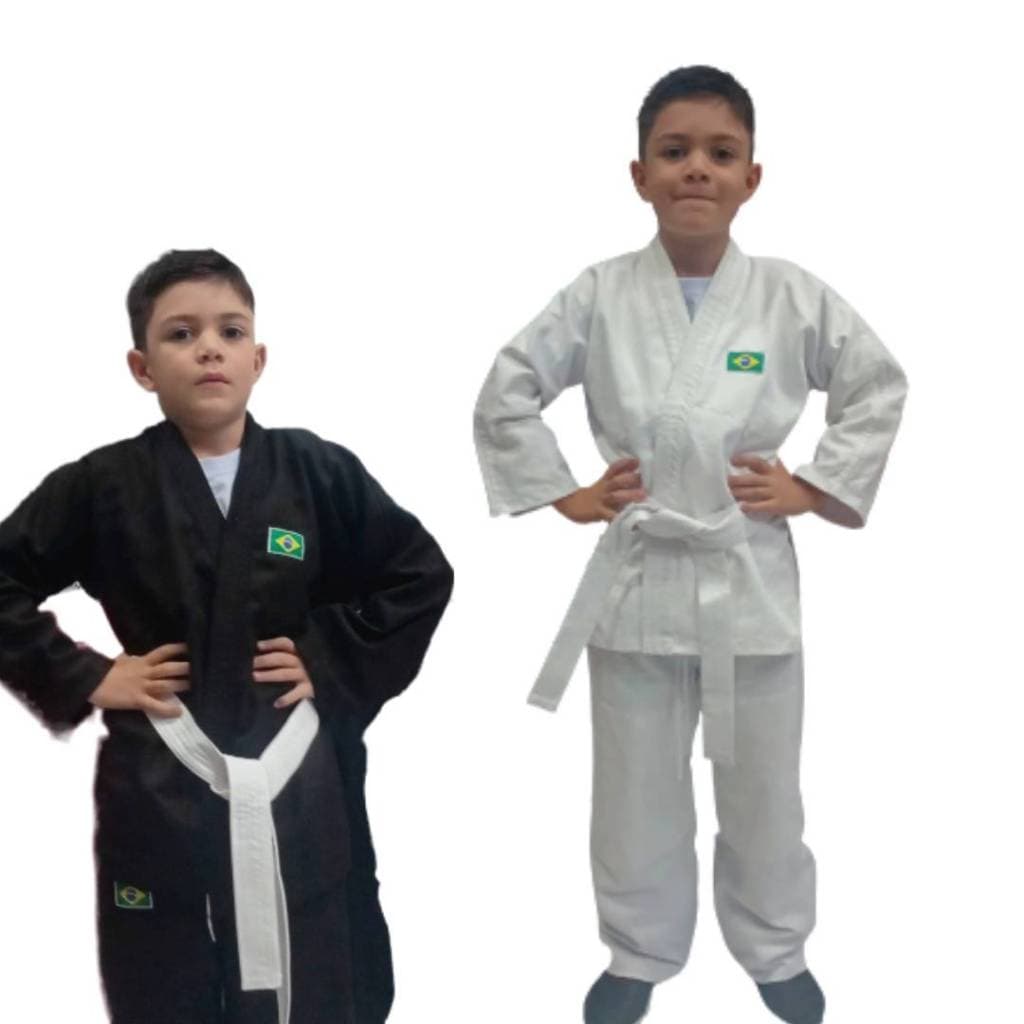 Kimono Infantil/Juvenil, Judô/Karate, BRIM Reforçado. Branco, Preto, Azul. Acompanha Faixa Grátis. 100% Algodão