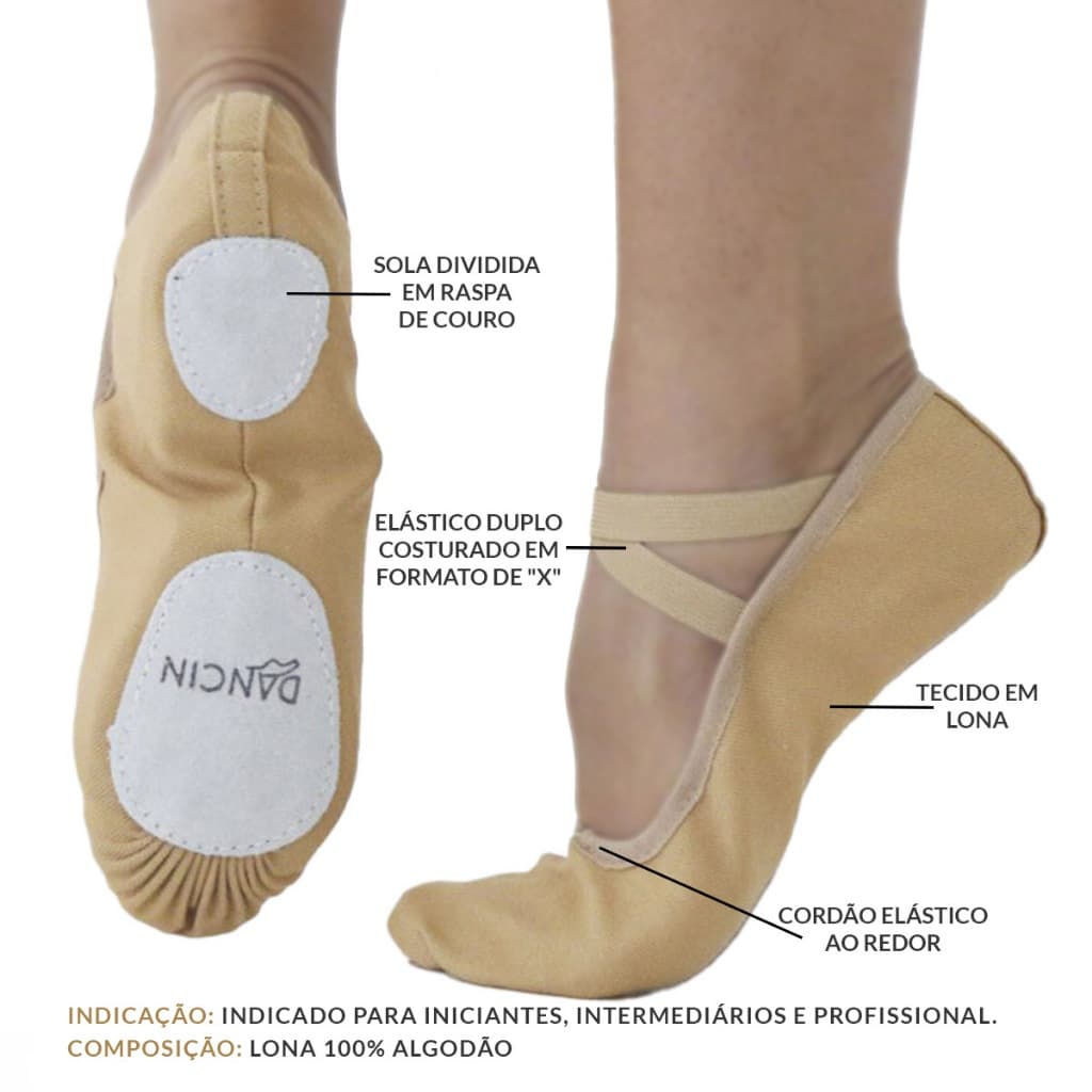 Sapatilha para Dança e Ballet Meia Ponta, Resistente Adulto e Infantil