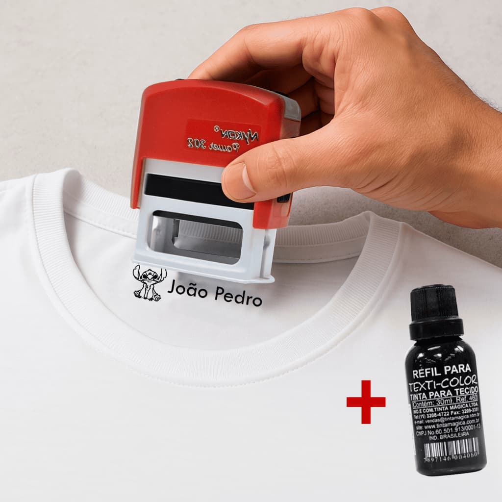 Carimbo Para Tecido Personalizado + Tinta Para Tecido - Carimbo Para Tecido Automático Nykon