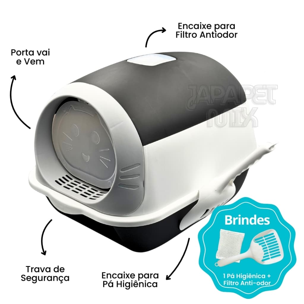 Caixa de Areia Fechada Para Gatos Banheiro Higiênico Com Pá e Filtro Promoção Envio Imediato