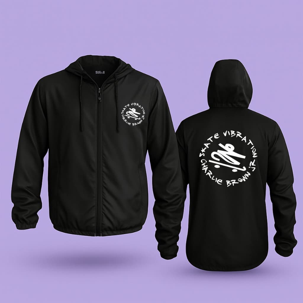 Blusa Corta Vento Skate Vibration Charlie Brown Jr. Frente + Costas Unissex