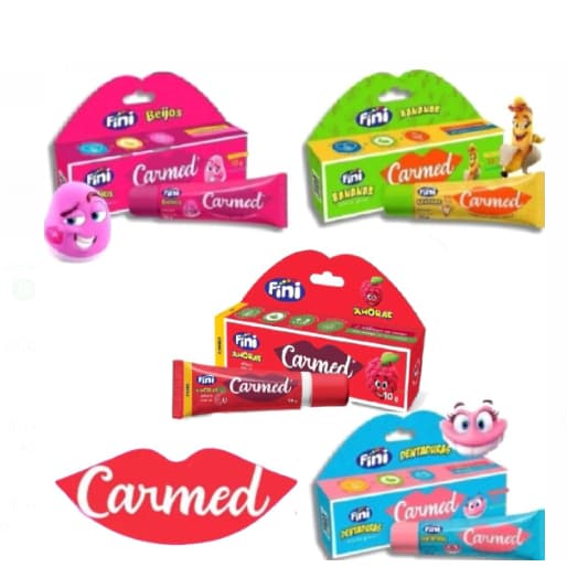 Carmed Hidratante Labial Fini Amoras, Dentaduras, Beijos, Bananas 10G