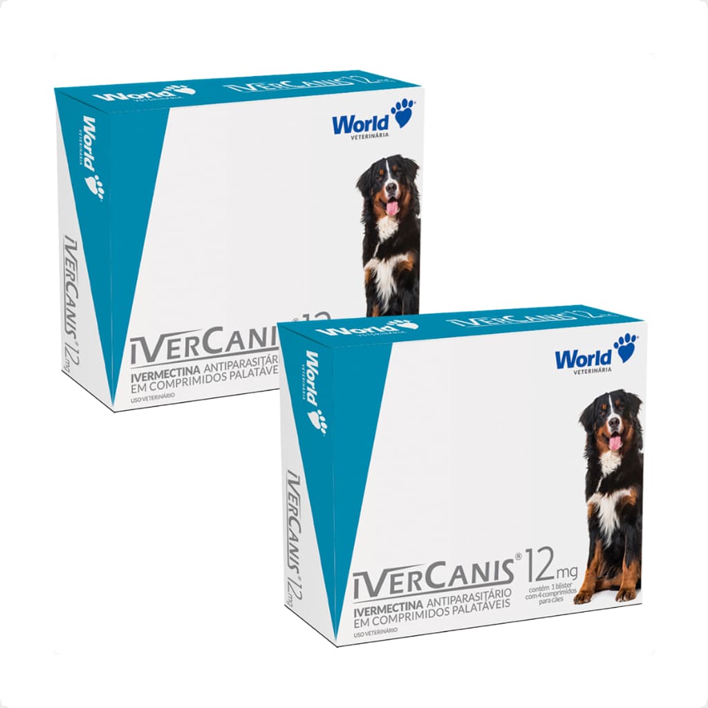 Kit 2 IverCanis 12mg para Cães de 60Kg - Blíster 4 Comprimidos