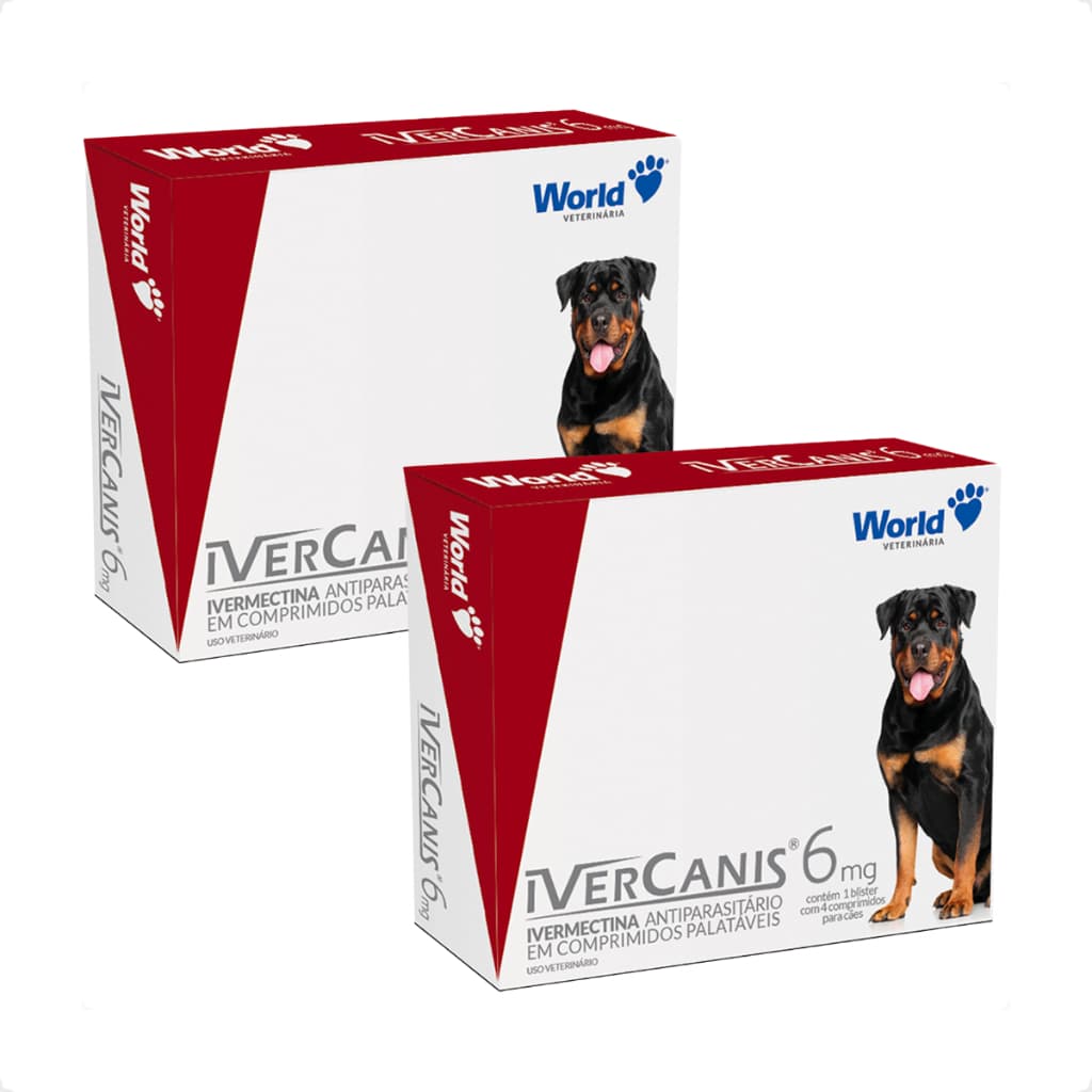 Kit 2 IverCanis 6mg para Cães de 30Kg - Blíster 4 Comprimidos