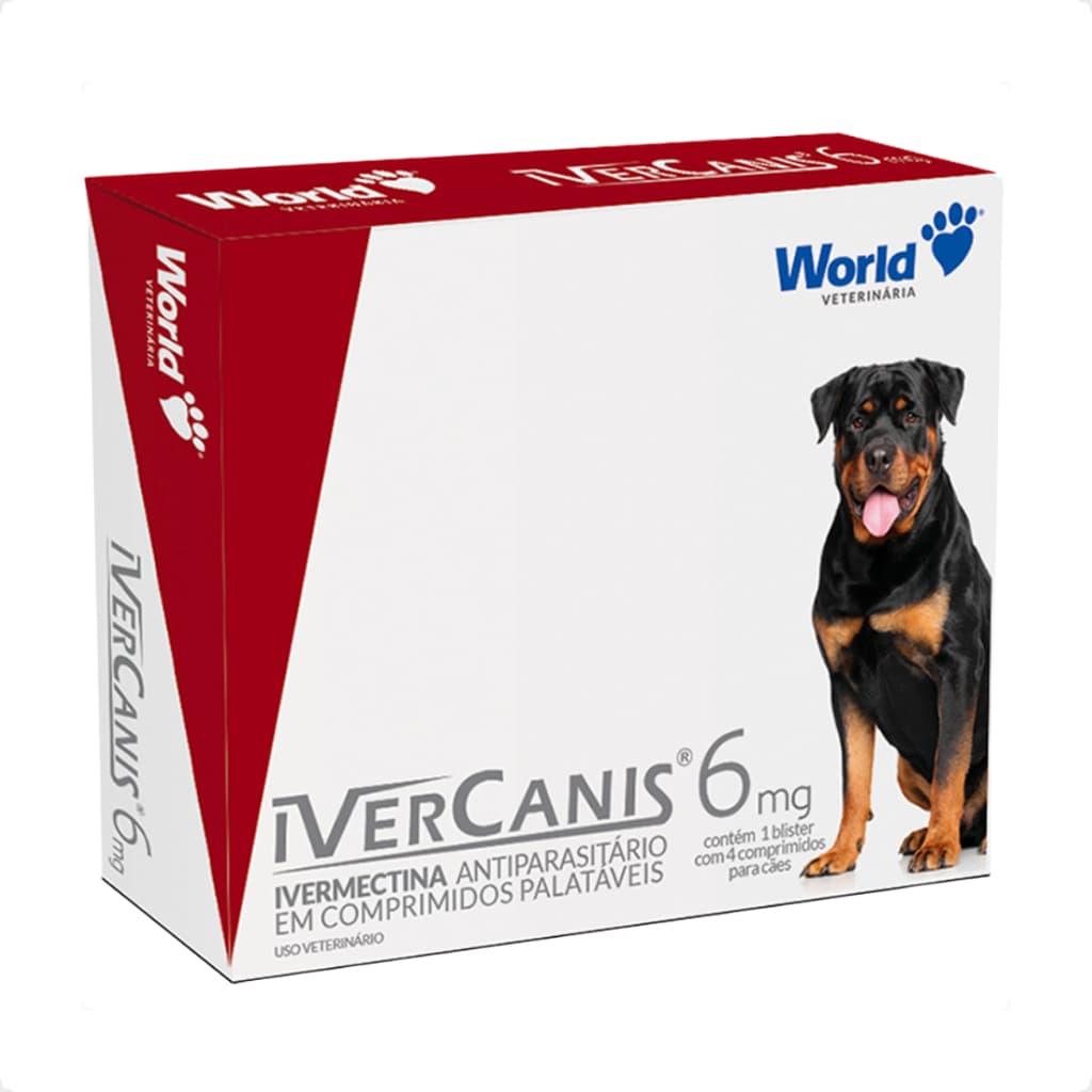IverCanis 6mg para Cães de 30Kg - Blíster 4 Comprimidos - Remedio para Carrapato, Pulgas e Sarna