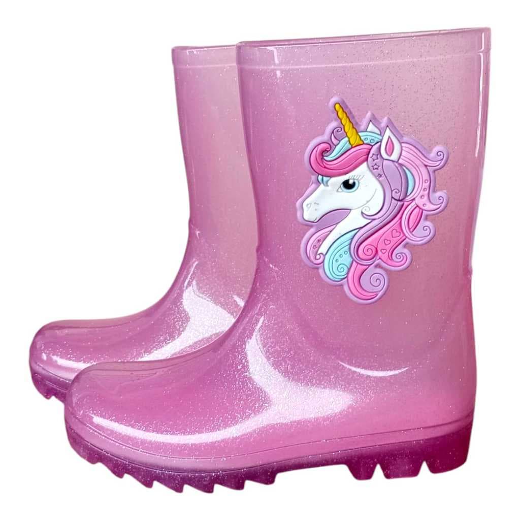 Galocha Bota de Chuva Unicórnio Cano Alto 17CM Confortável Impermeável Infantil Juvenil Leve antiderrapante