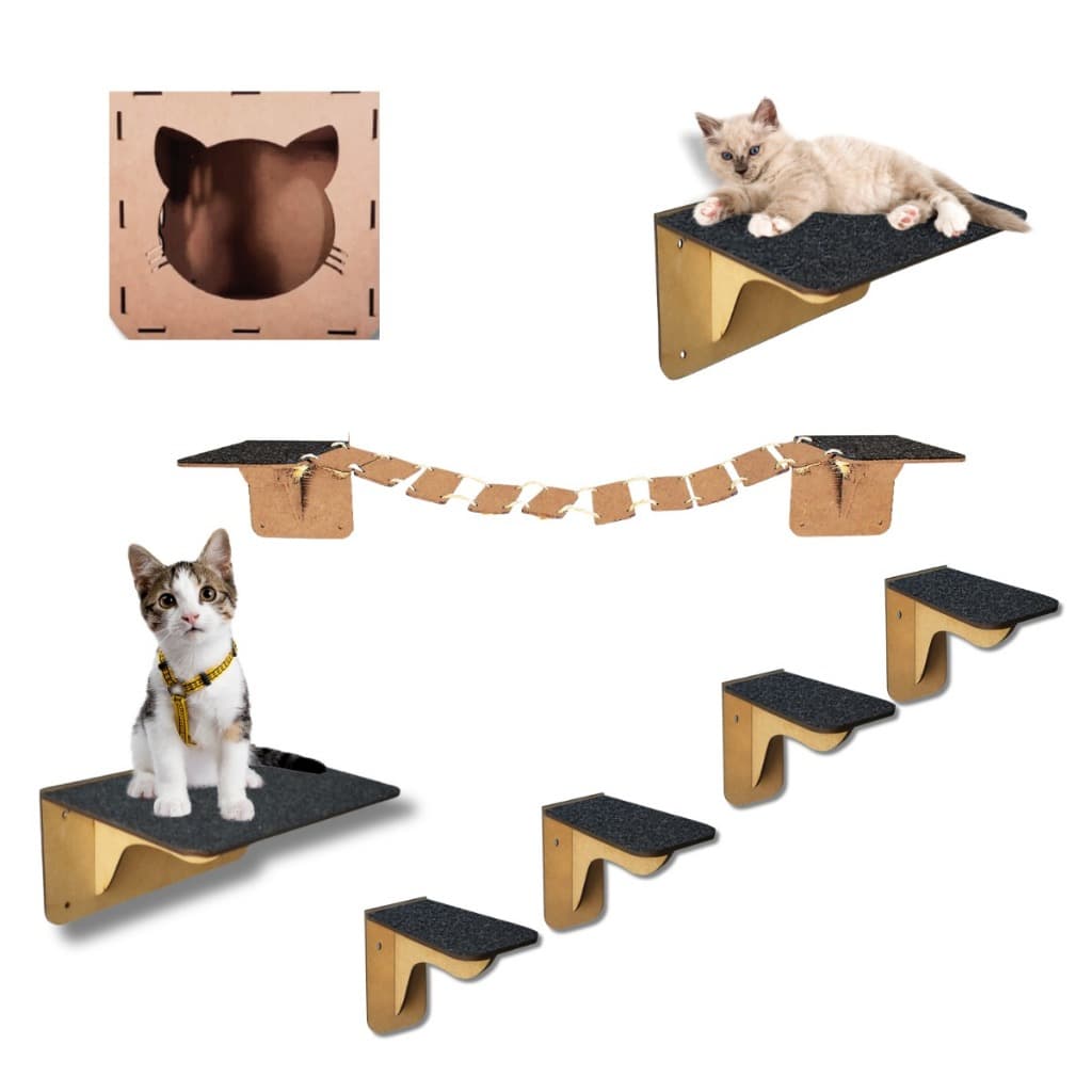 Playground Brinquedo para Gatos 8 peças com antiderrapante