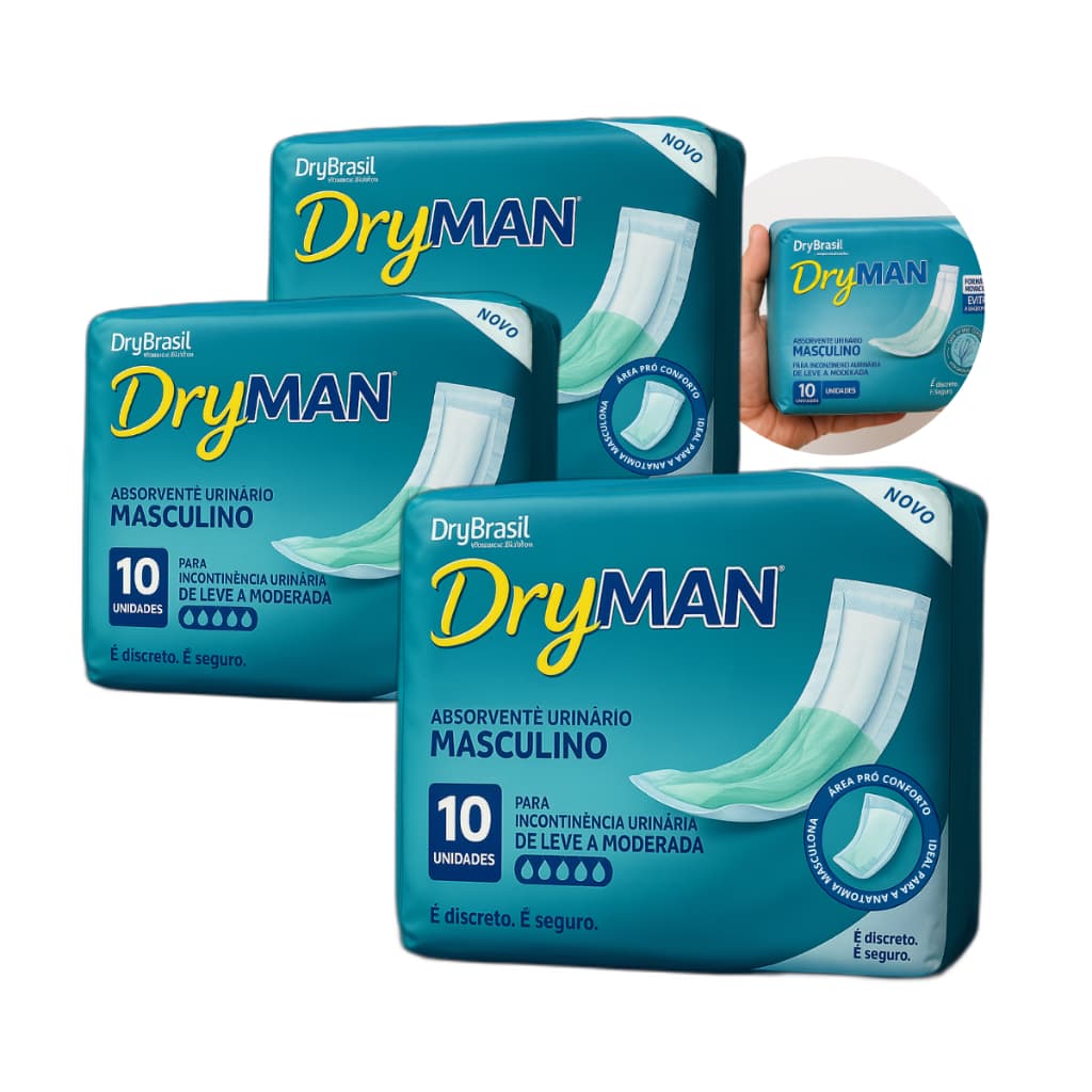 Absorvente Geriatrico Masculino Adulto Dryman Kit 30 unidades