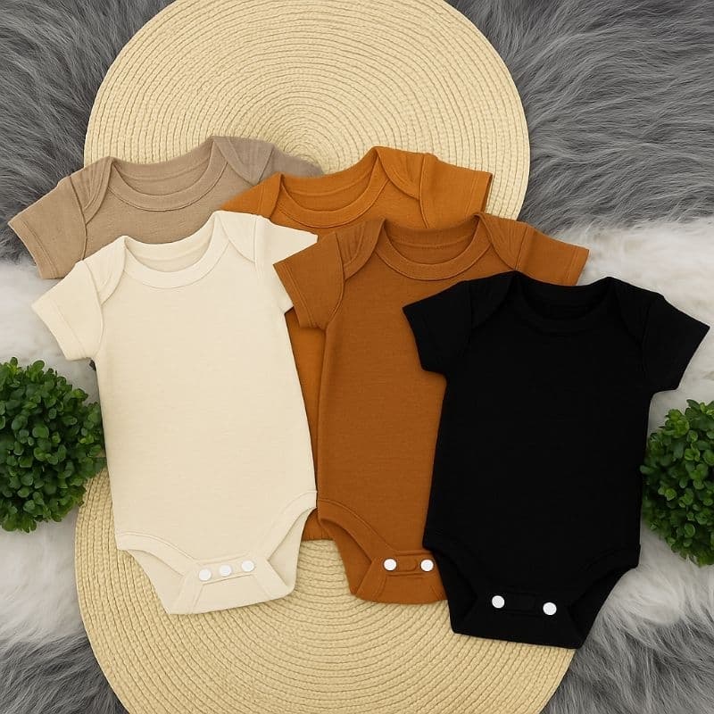 Body Liso Cores Neutras de Bebê - 100% Algodão