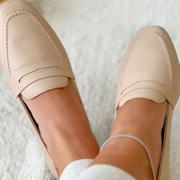 Sapatilha Mocassim Feminina Nude Sapato Sola Baixa Moda Casual Confortável Tendência Lançamento
