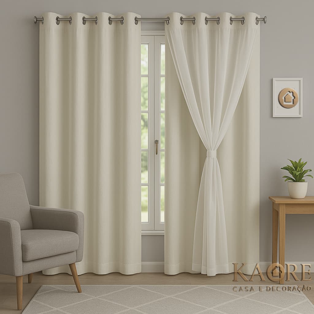 Cortina Blackout com Voil 2,80 X 2,30m para Quarto, Sala Revenda