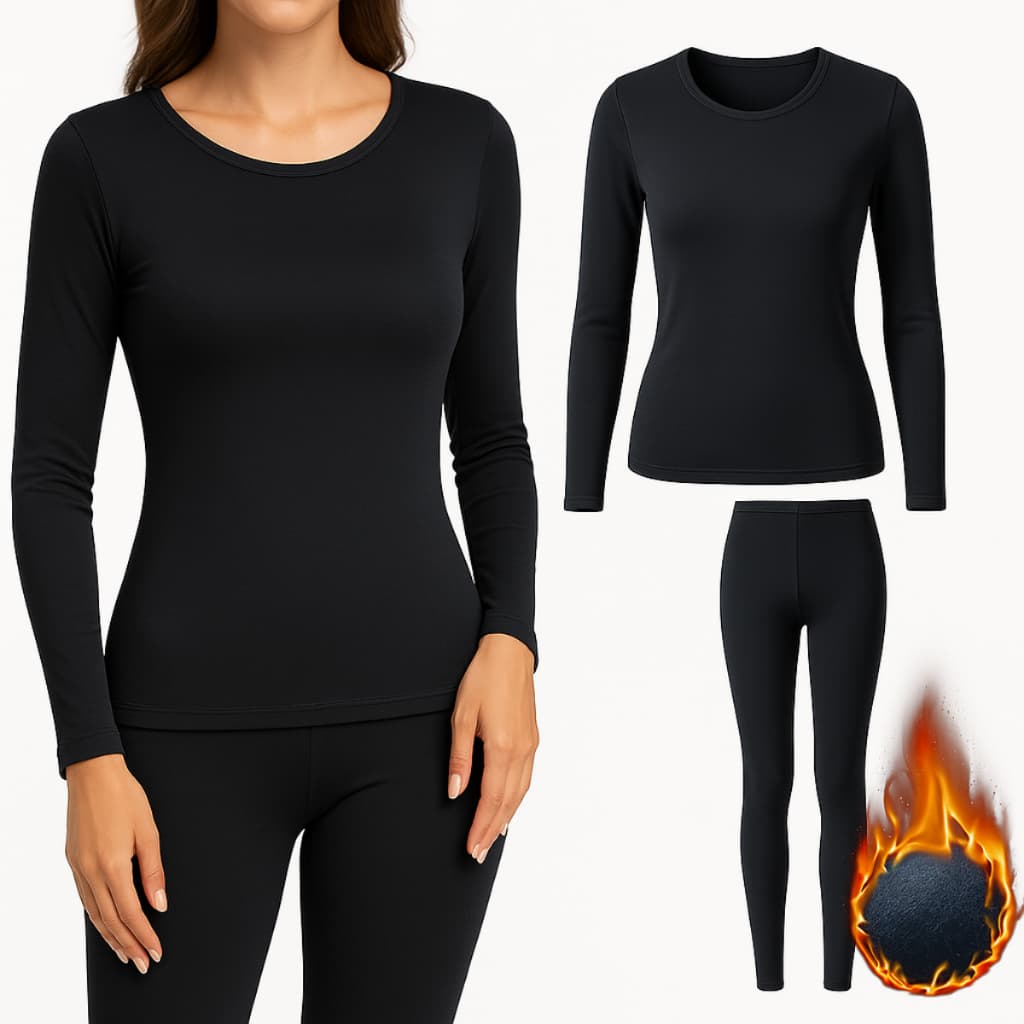 Kit Frio Inverno Conjunto 2º Pele Camisa Segunda Pele Térmica Flanelado Frio Intenso Preto