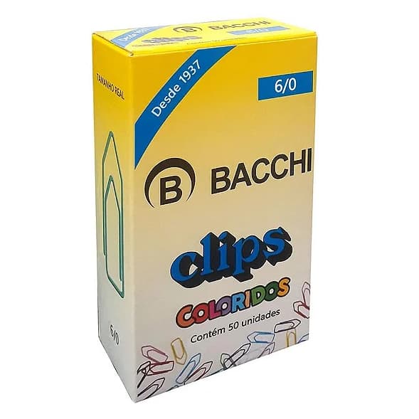 Clips Colorido Bacchi N6/0 Com 50 Unidades